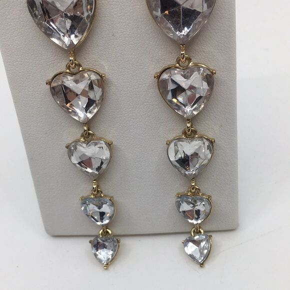 Sugarfix by Bauble Bar Heart Long Dangle Bling Earrings - Picture 5 of 14